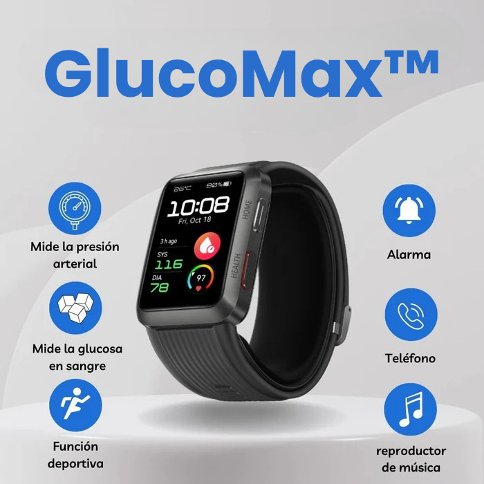 GlucoMax™ - Reloj Inteligente (Cargador + Brazalete Inflable incluidos)