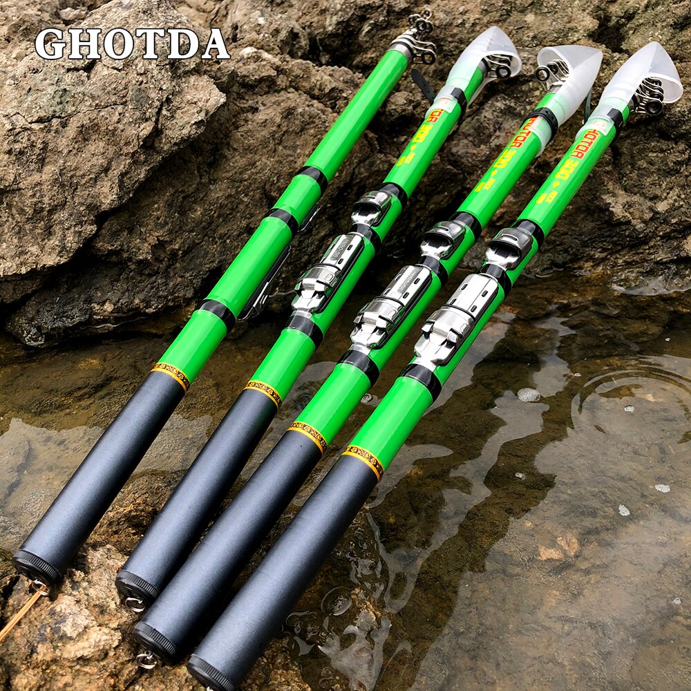 GoldMarine - Vara Telescópica de Fibra de Carbono c/ Fibra de Vidro (Compatível com MOLINETE e CARRETILHA)