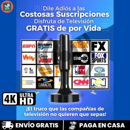 ANTENA PORTATIL TDT 4K UHD 2025 MÁXIMA SEÑAL Y NITIDEZ PARA CIENTOS DE CANALES GRATIS