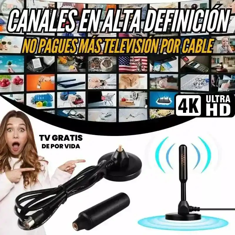 ANTENA PORTATIL TDT 4K UHD 2025 MÁXIMA SEÑAL Y NITIDEZ PARA CIENTOS DE CANALES GRATIS