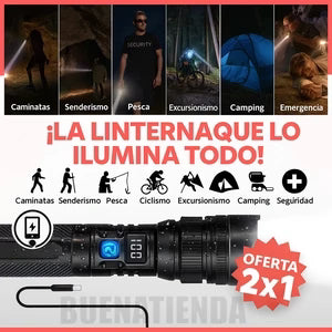 LINTERNA ULTRA POTENTE CON IA 2X1 QUE ILUMINA COMO NUNCA 🔦