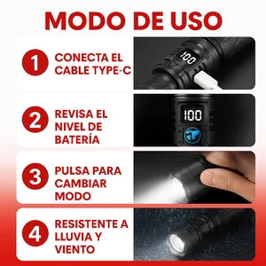 LINTERNA ULTRA POTENTE CON IA 2X1 QUE ILUMINA COMO NUNCA 🔦