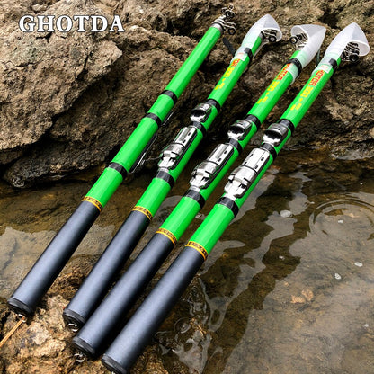 GoldMarine - Vara Telescópica de Fibra de Carbono c/ Fibra de Vidro (Compatível com MOLINETE e CARRETILHA)